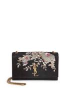 Saint Laurent Floral Sequined And Embroidered Suede Kate Shoulder Bag