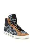 Fendi Multicolor Woven Leather High-top Sneakers