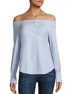 Theory Auriana Stretch-cotton Off-the-shoulder Shirt