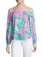 Lilly Pulitzer Adira Stretch-silk Off-the-shoulder Blouse