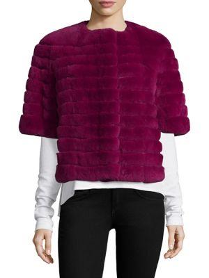 Glamourpuss Leather Trimmed Rabbit Fur Jacket