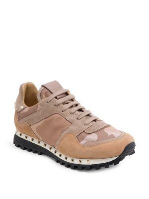 Valentino Studded Suede & Camo Sneakers