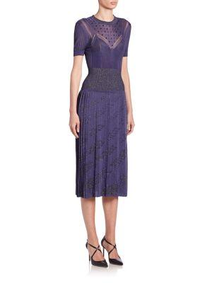 Bottega Veneta Embellished Pleated Knit Dress