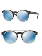Valentino Rockstud Rivet 47mm Clip-on Mirrored Round Sunglasses