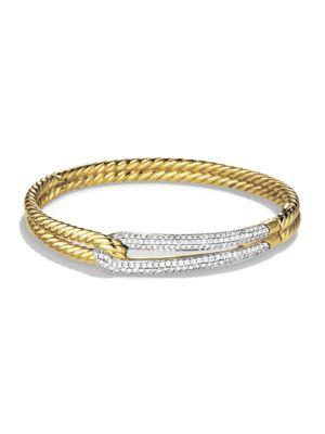 David Yurman Labyrinth Single Loop Bracelet With Diamonds And Gold