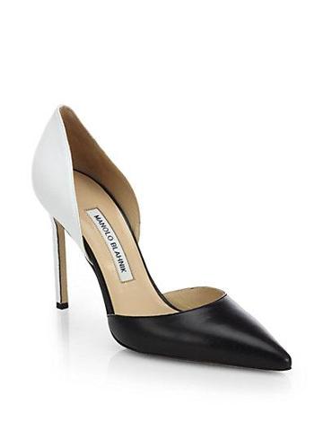 Manolo Blahnik Tayler Bicolor Leather D'orsay Pumps