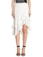 Scripted Ruffled Tiered Midi Skirt