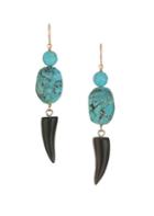Nest Horn & Turquoise Drop Earrings