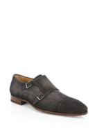 Saks Fifth Avenue Suede Double Monk Strap Leather Loafers