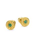 Gurhan 24k Gold Emerald Stud Earrings