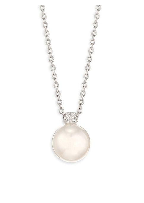 Mikimoto Long Pave Diamond & South Pearl Pendant Necklace