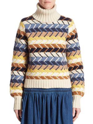 Chloe Herringbone Turtleneck Sweater