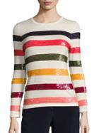 Carolina Herrera Sequined Rainbow Knit Sweater
