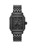Michele Watches Deco Madison Noir Black Diamond & Stainless Steel Bracelet Watch