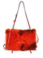 Prada Pattina Shearling & Leather Shoulder Bag