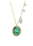 Meira T 14k Yellow Gold, 14k White Gold, Emerald & Diamond Pendant Necklace