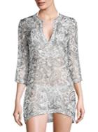 Marie France Van Damme Embroidered Silk Tunic