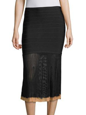 Herve Leger Pleated Knit Skirt