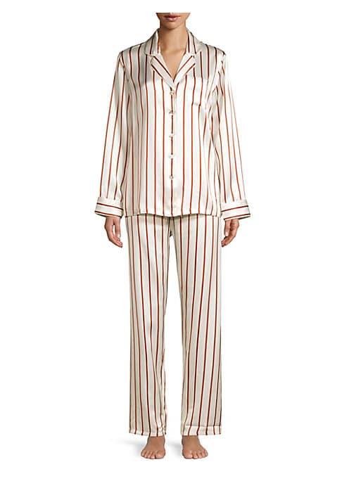 Ginia Striped Silk Pajama Pants