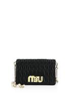 Miu Miu Matelasse Leather & Faux Pearl Chain Clutch