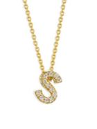 Roberto Coin Diamond & 18k Yellow Gold Letter S Necklace