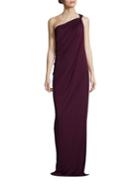 Halston Heritage One-shoulder Draped Jersey Gown