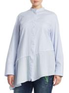 Marina Rinaldi, Plus Size Plus Asymmetrical Cotton Button-down Shirt