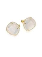 Meira T Chalcedony, Mother-of-pearl, Diamond & 14k Yellow Gold Doublet Stud Earrings