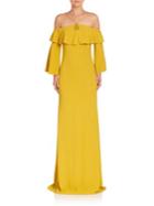 Roberto Cavalli Cady Off-the-shoulder Ruffle Gown