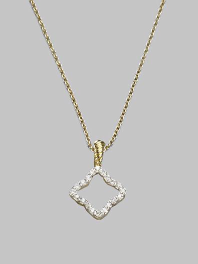 David Yurman Diamond & 18k Gold Quatrefoil Necklace