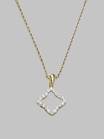 David Yurman Diamond & 18k Gold Quatrefoil Necklace
