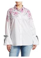 Marina Rinaldi, Plus Size Marina Sport Fascia Cotton Poplin Floral Shirt