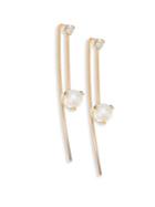 Zoe Chicco Diamond, 4mm White Pearl Threader Earrings