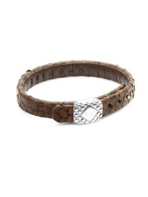Stinghd Silver Square And Leather Bracelet