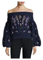 Free People Saachi Embroidered Smocked Top