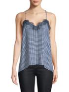 Cami Nyc Lace-trimmed Silk Gingham Camisole