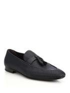 Z Zegna Lido Woven Leather Tassel Loafers
