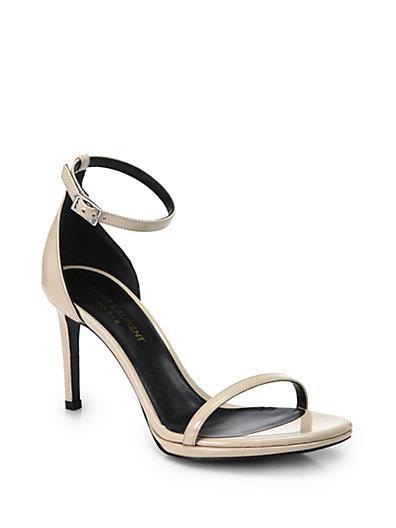 Saint Laurent Jane Patent Leather Ankle-strap Sandals