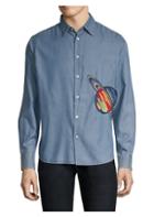 Paul Smith Embroidered Saturn Chambray Button-down Shirt