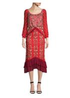 Saloni Embellished Silk Midi Dress