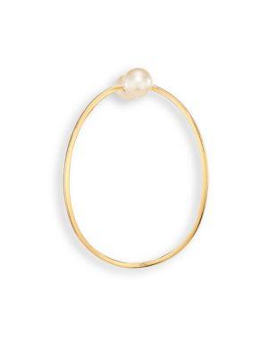 Delfina Delettrez 5mm Pearl & 18k Yellow Gold Single Hoop Earring/1.2