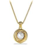 David Yurman Crossover Pearl Pendant Necklace With Diamonds In Gold
