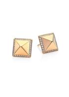 Roberto Coin Obelisco Diamond 18k Rose Gold Stud Earrings