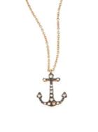 Annoushka Love Diamonds & 18k Rose Gold Anchor Pendant Necklace