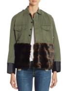 Harvey Faircloth Classic Army Jacket With Faux Fur