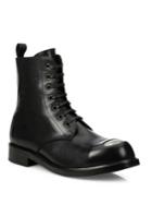 Alexander Mcqueen Steel Toe Leather Lace-up Boots