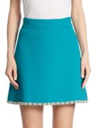 Miu Miu Beaded Virgin Wool A-line Mini Skirt