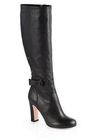 Red Valentino Leather Bow Knee-high Boots