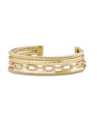 David Yurman Stax Medium Cuff Bracelet With Diamonds In 18k Gold