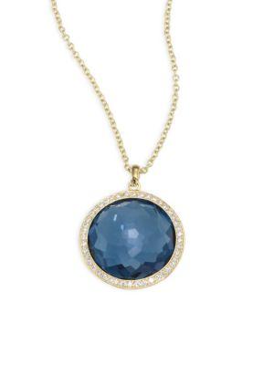 Ippolita London Blue Topaz, Diamond & 18k Gold Pendant Necklace